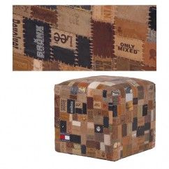 pour l’intérieur, original pouf patchwork de marques en cuir - rayon banquette pouf de Maison d’un rêve…